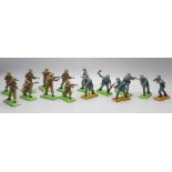A collection of Britains Deetail model military figures; twenty British and twenty-two German