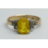 A 9ct gold and silver set ring, 3.1g, O