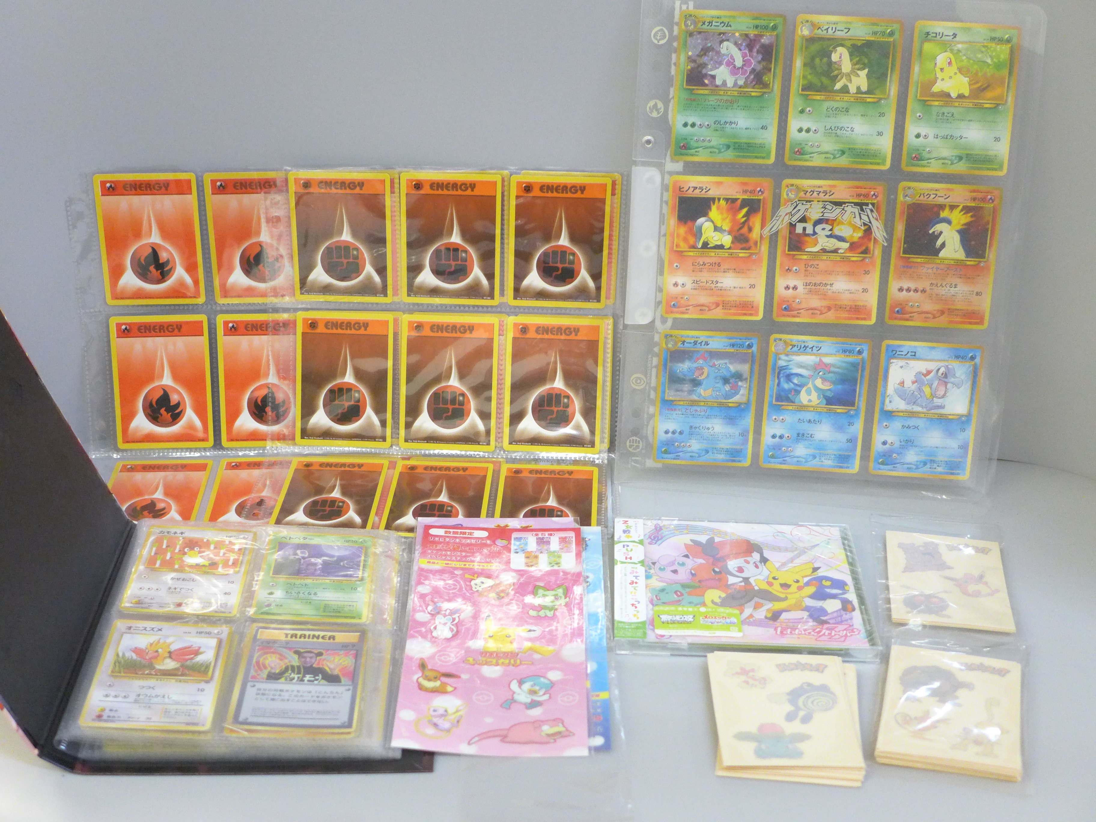 Japanese Pokemon base cards, Neo cards and Energy cards, etc.
