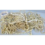 A collection of faux pearl jewellery