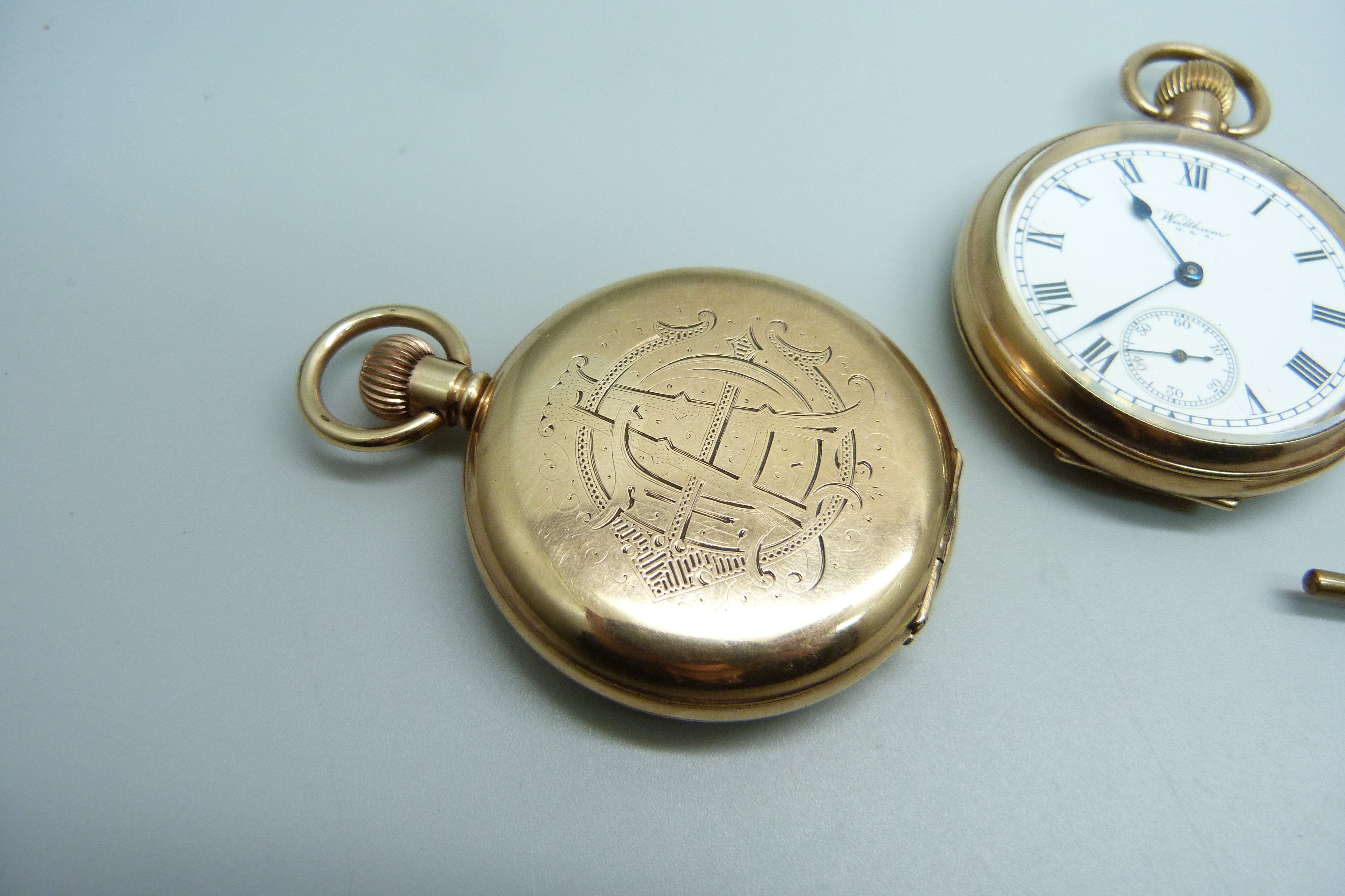Two Waltham gold plated pocket watches both with 10 Year Star cases including a full hunter with - Image 2 of 6