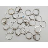 Twenty two silver rings, 46g, three unmarked rings, and a 14k white gold ring (a/f, missing two