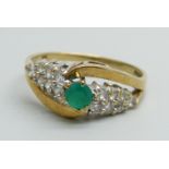A 9ct gold, emerald and cubic zirconia ring, 2.3g, O