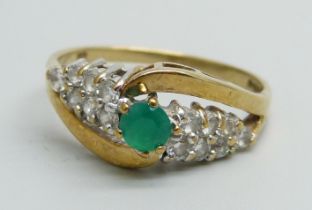 A 9ct gold, emerald and cubic zirconia ring, 2.3g, O