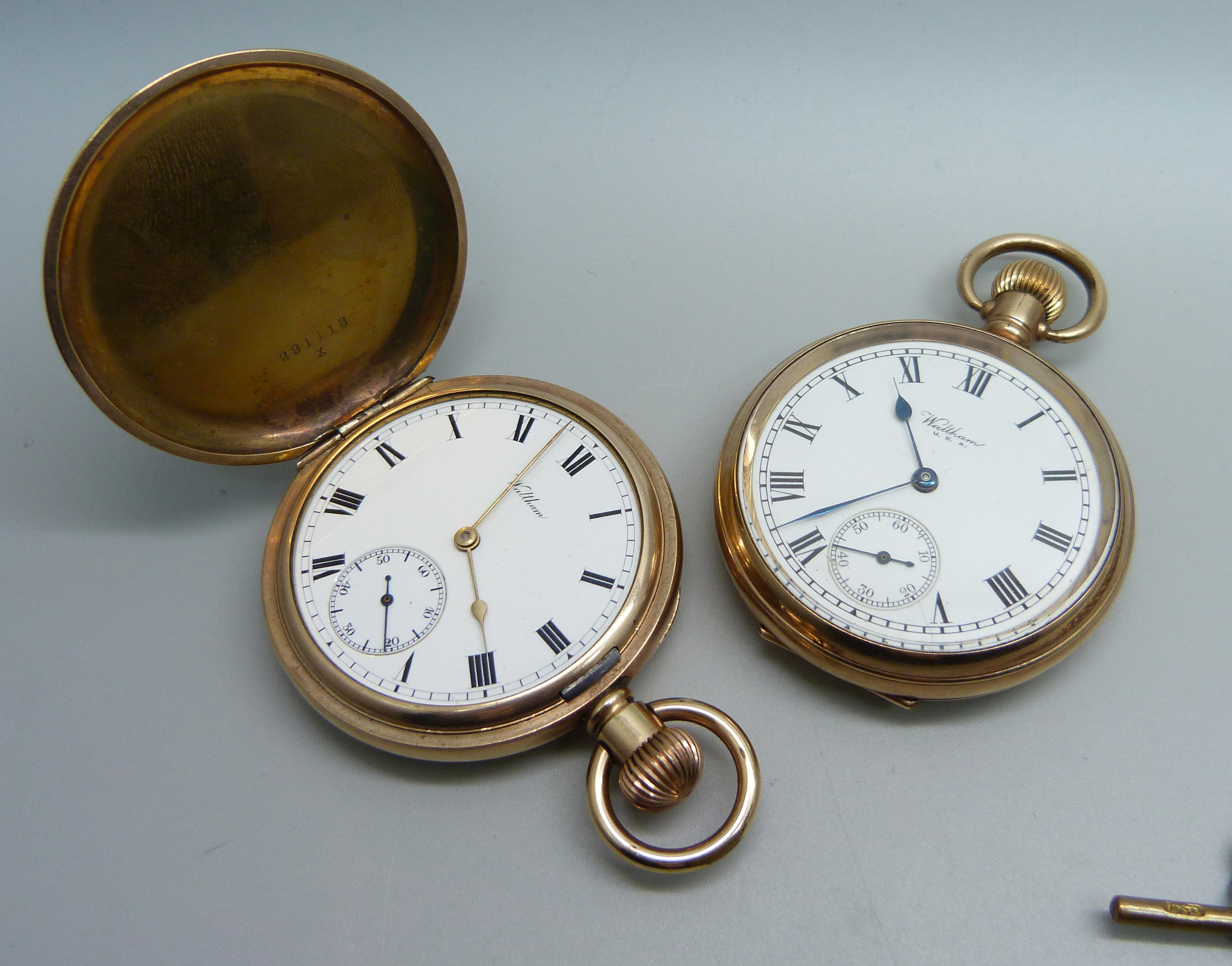 Two Waltham gold plated pocket watches both with 10 Year Star cases including a full hunter with - Image 4 of 6