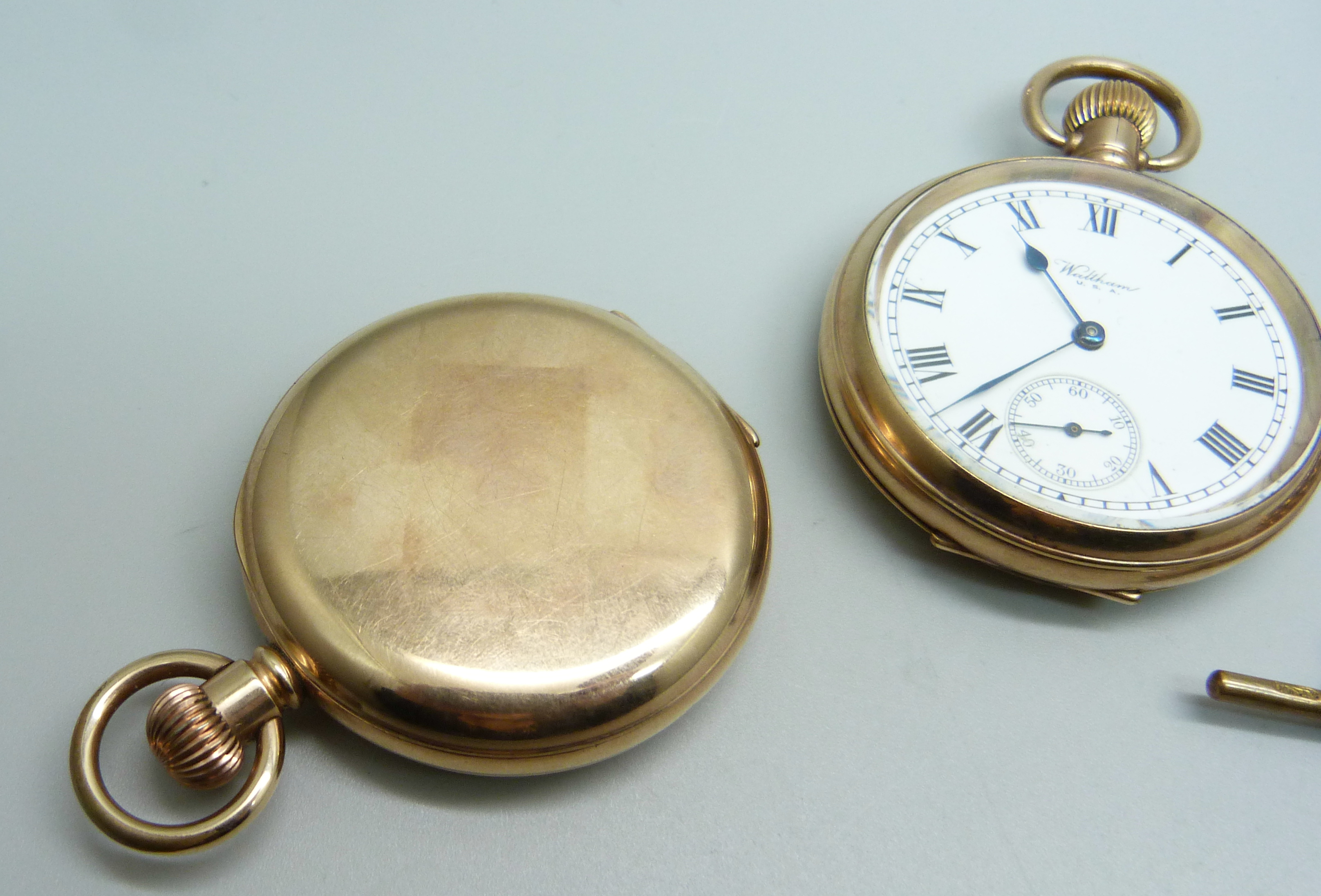 Two Waltham gold plated pocket watches both with 10 Year Star cases including a full hunter with - Image 3 of 6