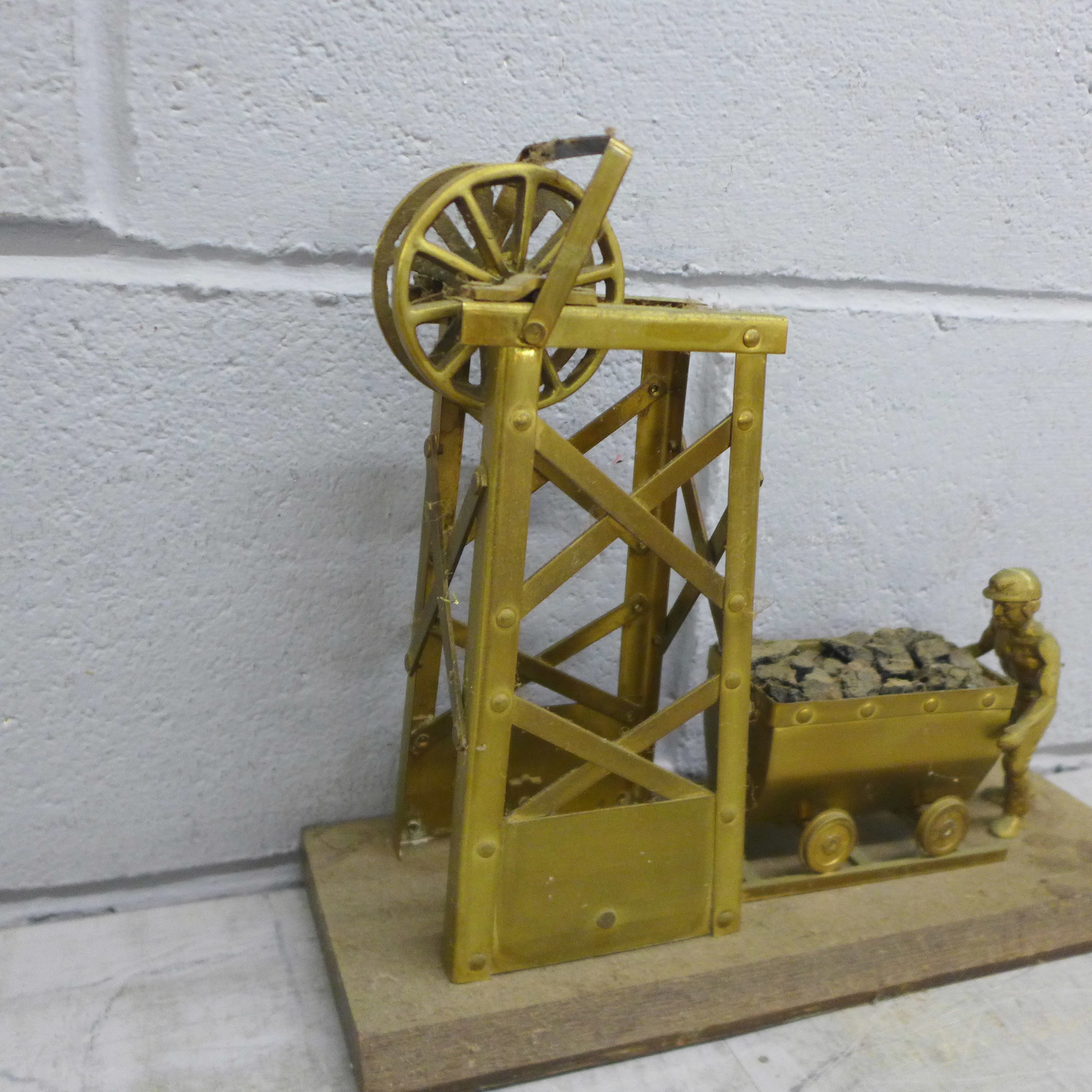 Mixed brass models including rocket, coal mining and blacksmith **PLEASE NOTE THIS LOT IS NOT - Image 17 of 24