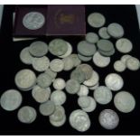 A 1951 crown (EF) and a range of half crowns/florins/shillings and sixpences (over 50 coins)