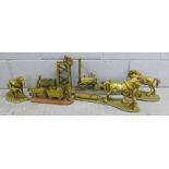 Mixed brass models including rocket, coal mining and blacksmith **PLEASE NOTE THIS LOT IS NOT