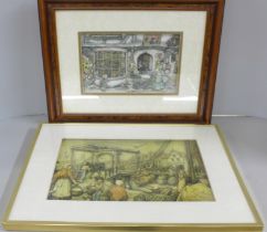 Two framed dioramas, Toy-Shop and Dutch canal scene **PLEASE NOTE THIS LOT IS NOT ELIGIBLE FOR IN-