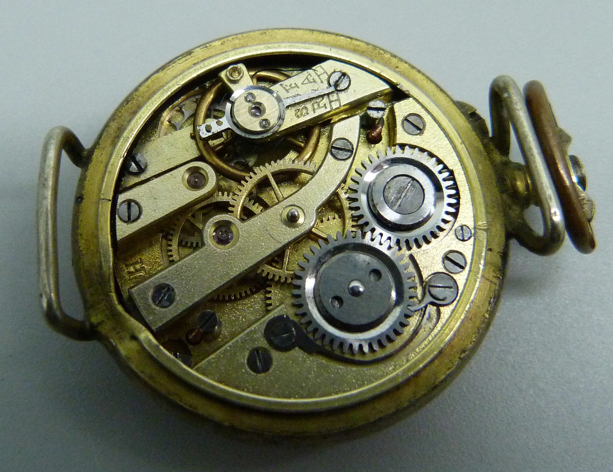 A silver pocket watch with silver dial, a gold plated Tempo pocket watch and a silver gilt .800 - Image 7 of 7