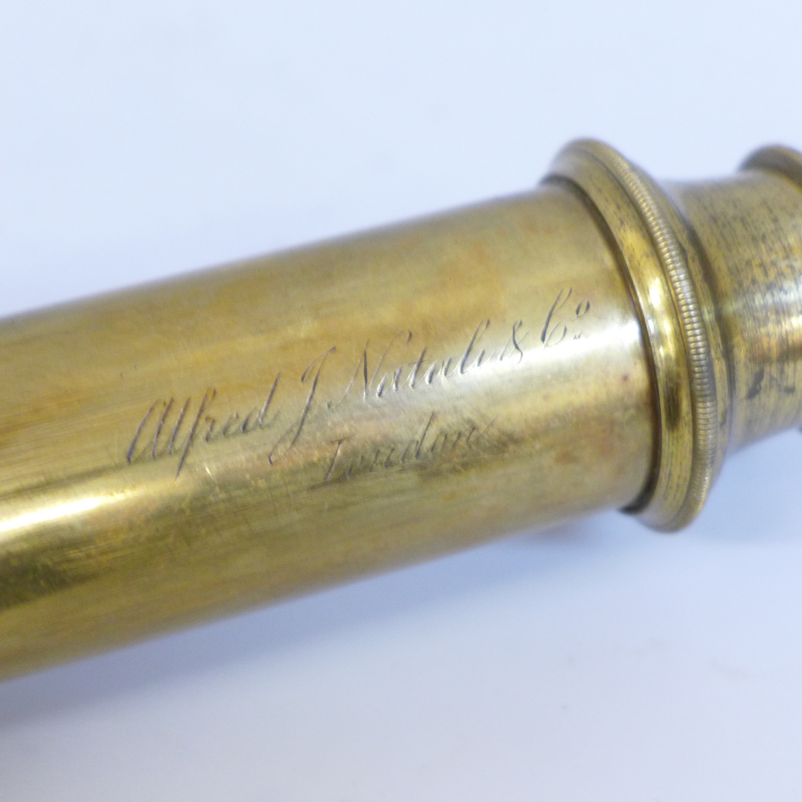 An Alfred J. Natali & Co. mid 19th Century telescope, brass body and leather covered - Image 2 of 3