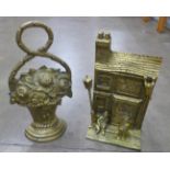 A box of mixed brass ornaments and two pairs of bellows **PLEASE NOTE THIS LOT IS NOT ELIGIBLE FOR