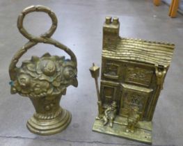A box of mixed brass ornaments and two pairs of bellows **PLEASE NOTE THIS LOT IS NOT ELIGIBLE FOR