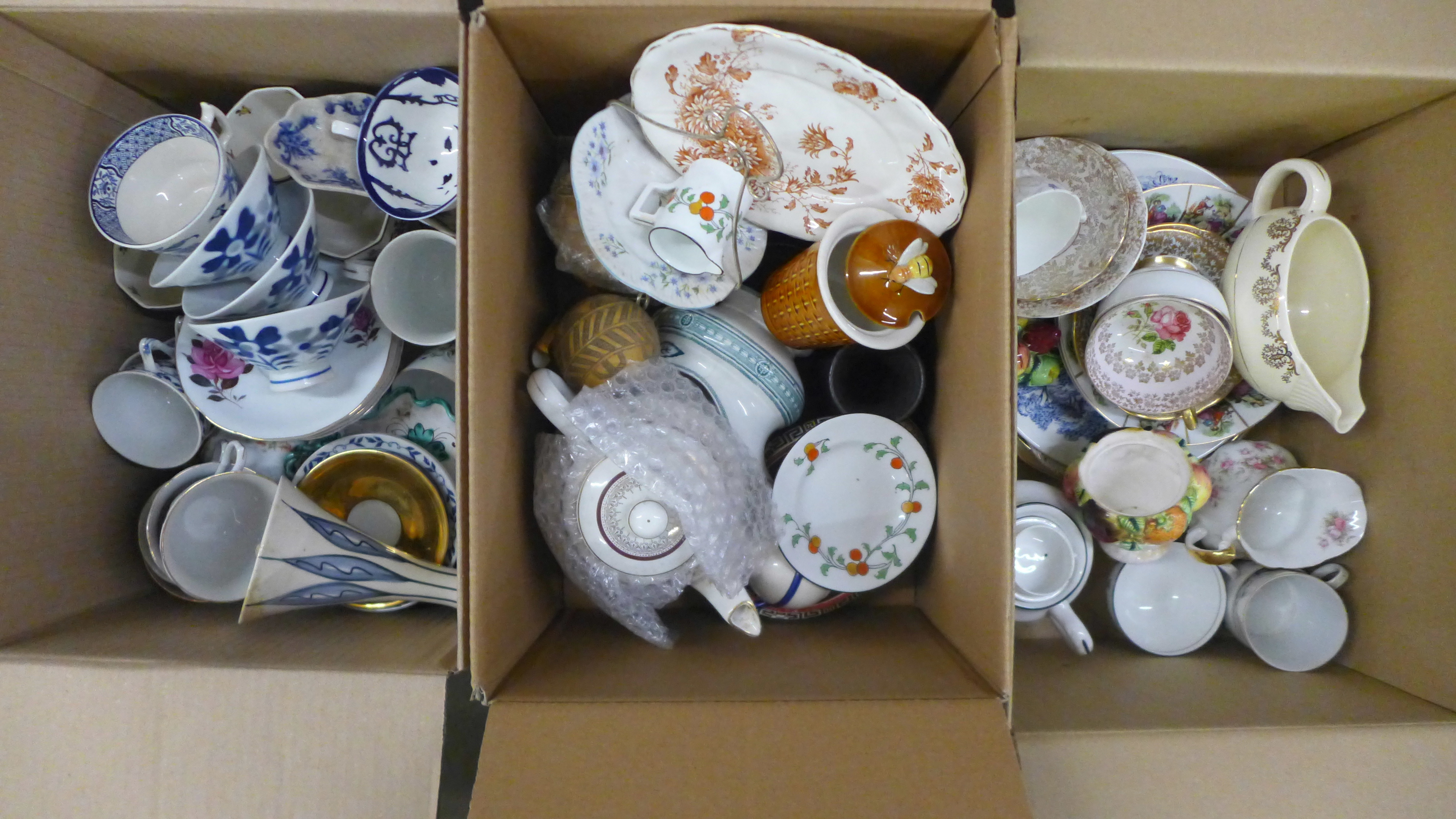 Three boxes of mixed decorative china **PLEASE NOTE THIS LOT IS NOT ELIGIBLE FOR IN-HOUSE POSTING