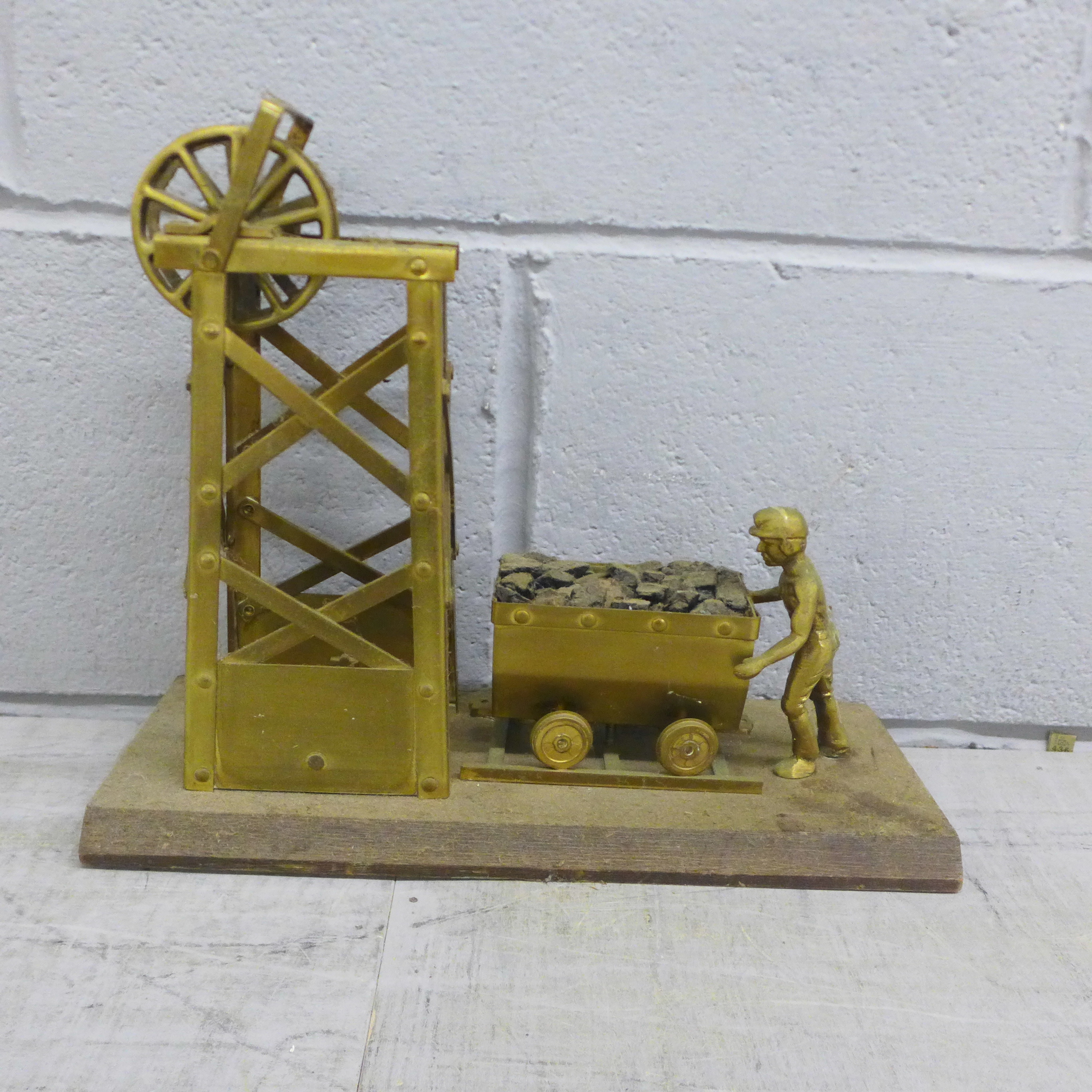 Mixed brass models including rocket, coal mining and blacksmith **PLEASE NOTE THIS LOT IS NOT - Image 14 of 24