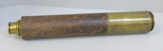 An Alfred J. Natali & Co. mid 19th Century telescope, brass body and leather covered