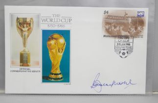 Football memorabilia; Bobby Moore signed philatelic cover, 1986