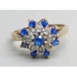 A 9ct gold and spinel cluster ring, 3.2g, O