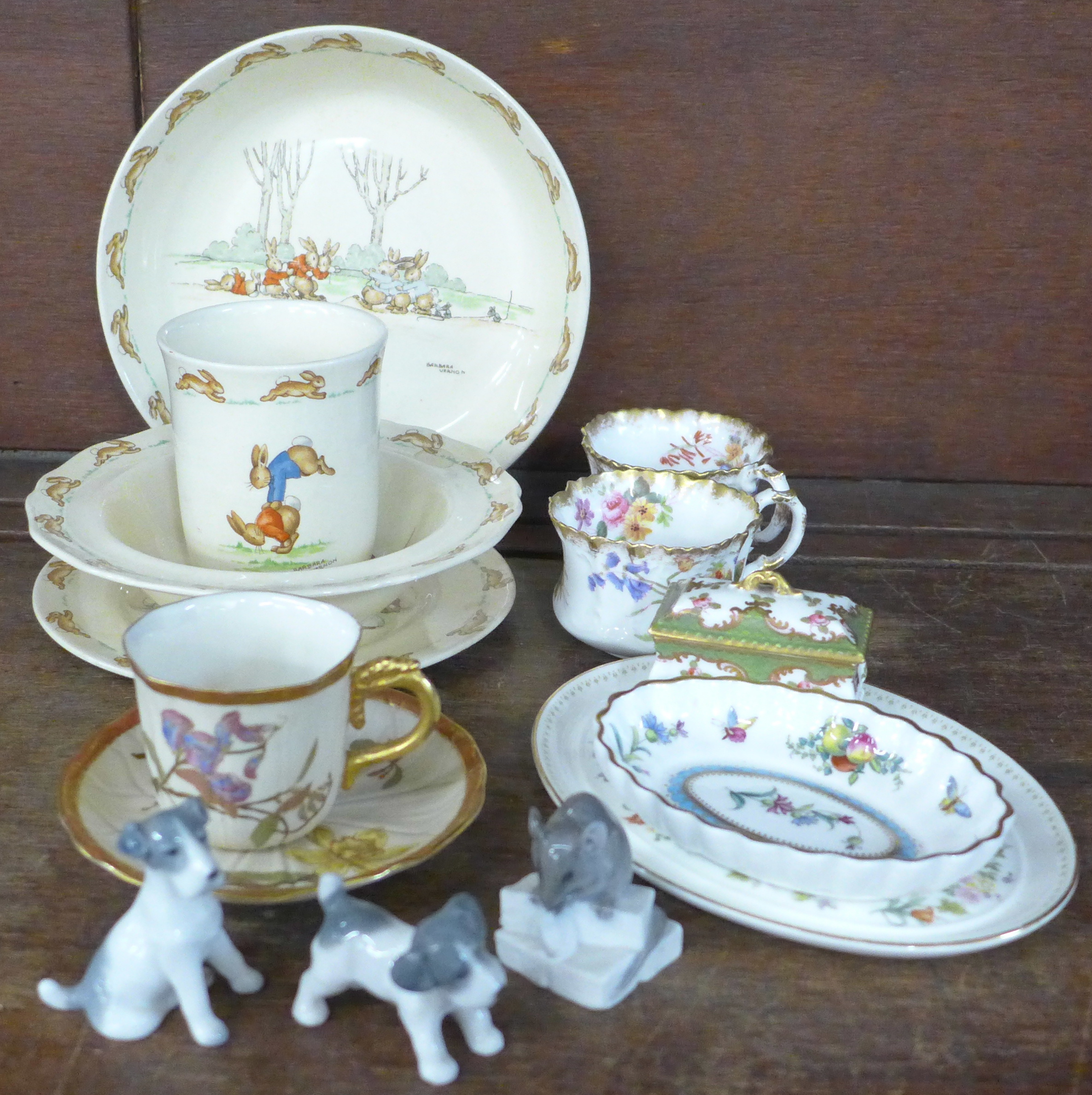 Royal Doulton Bunnykins bowl, dish, plate and mug, Spode, Wedgwood, Royal Copenhagen and Royal