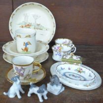 Royal Doulton Bunnykins bowl, dish, plate and mug, Spode, Wedgwood, Royal Copenhagen and Royal
