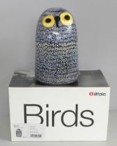 An iitala glass 'Birds by Toikka' collection, Riihipöllö Barn Owl, 155 x 100mm, made in Finland,