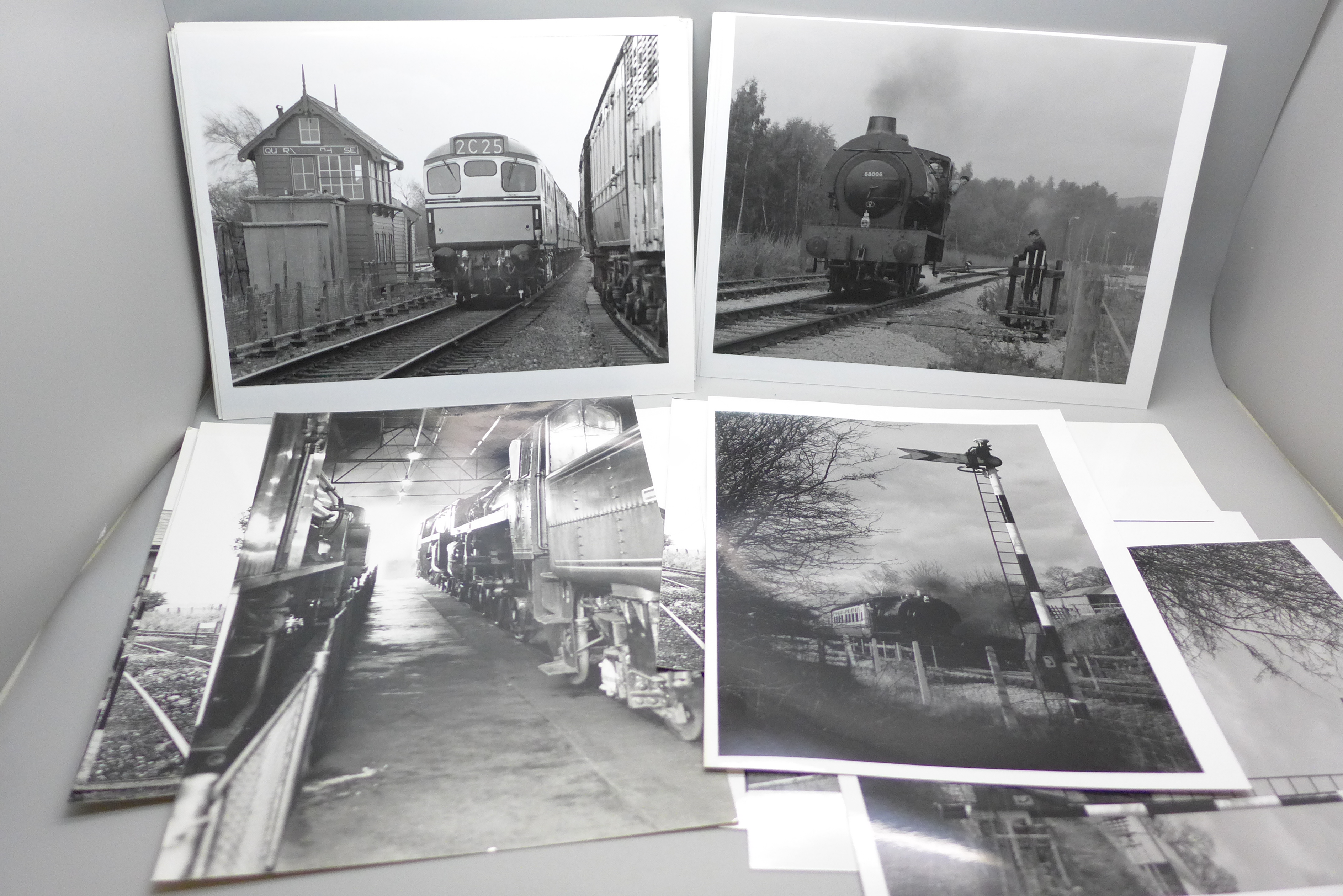 A collection of 58 1960s black and white photographs of steam trains and later locomotives - Image 5 of 6