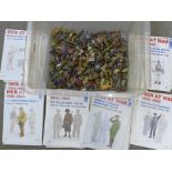 A box of del Prado hand painted soldiers and cavalrymen plus magazines (approximately 65)