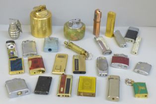 A collection of cigarette lighters