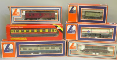 A collection of 00 gauge model rail, Hornby Railways model R438.BR. Coach, Lima models; Intercity,
