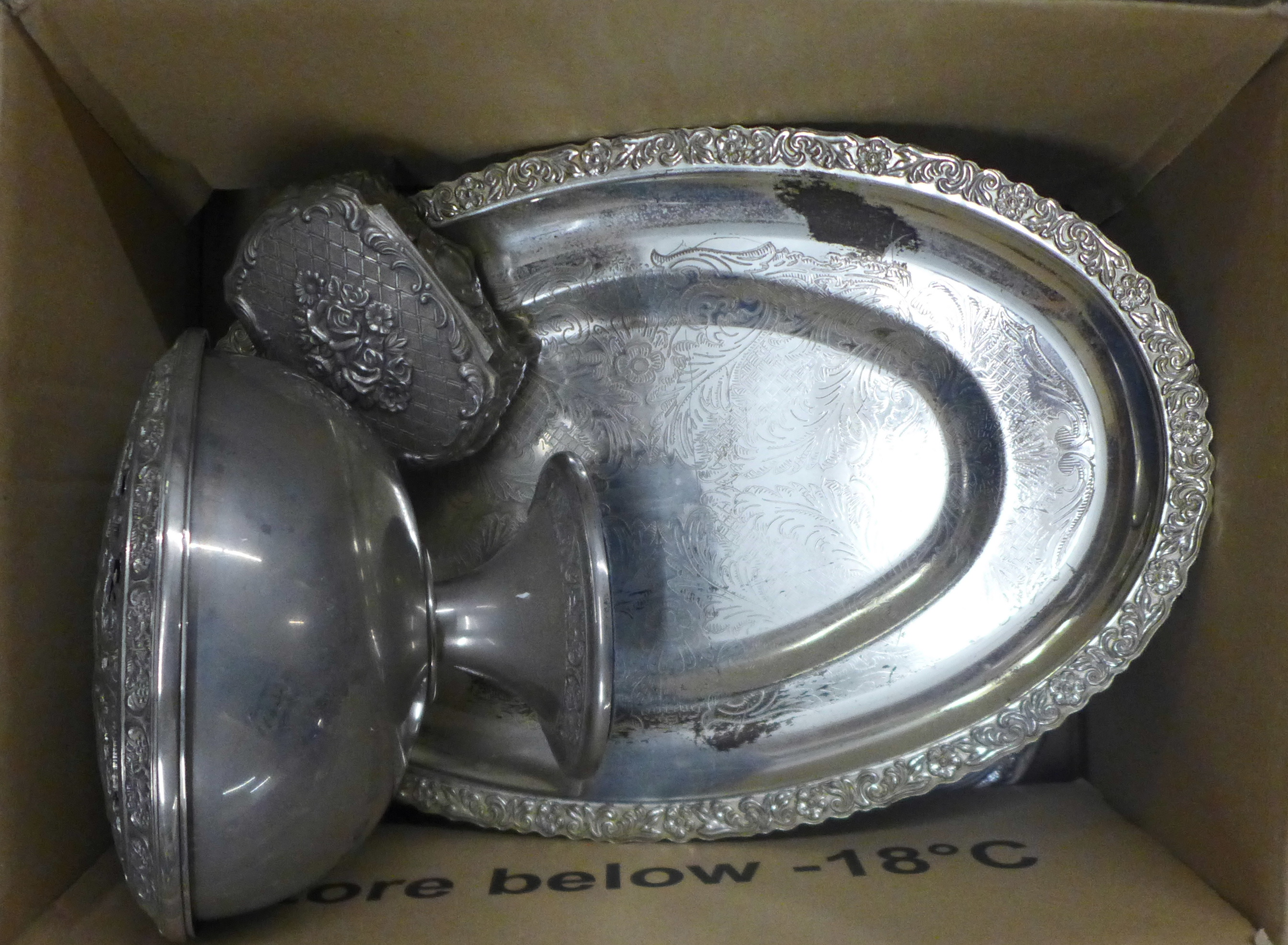 Three boxes of plated and other metalwares **PLEASE NOTE THIS LOT IS NOT ELIGIBLE FOR IN-HOUSE - Image 2 of 4