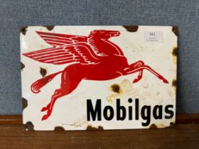 An enamelled Mobilgas advertising sign