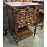 A Victorian Aesthetic Movement oak three drawer chest