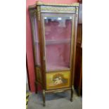 A French Louis XV style mahogany, git metal mounted and marble topped Vernis Martin vitrine