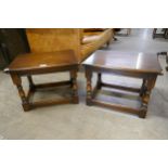 A pair of 18th Century style oak lamp tables