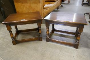 A pair of 18th Century style oak lamp tables