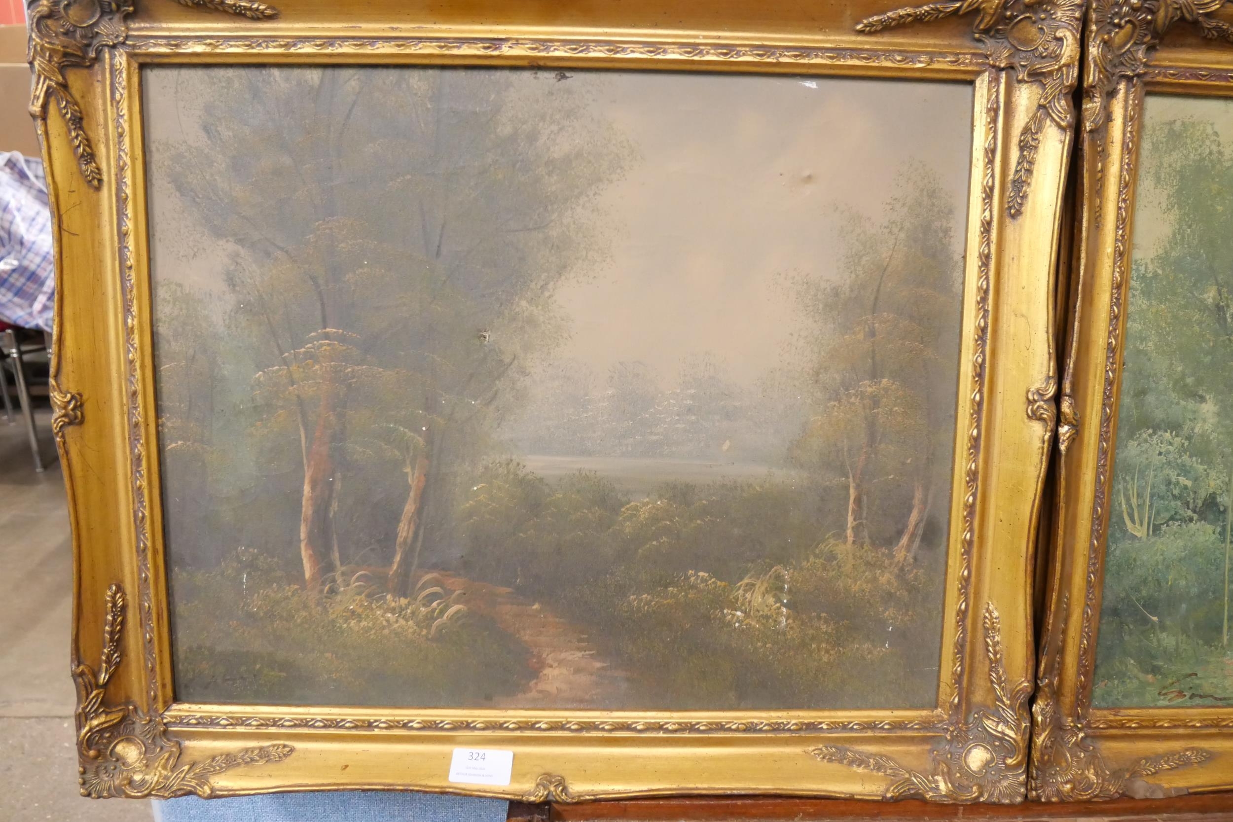 Two rural landscapes, oils on canvas, framed - Image 3 of 4