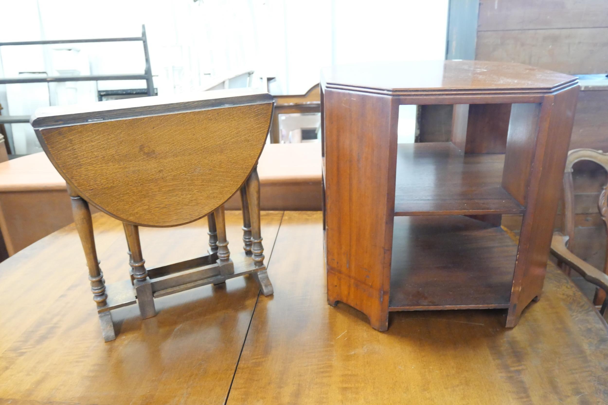 An oak Sutherland table and an octagonal coffee table