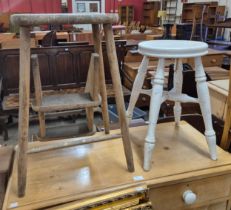 Two Victorian kitchen stools