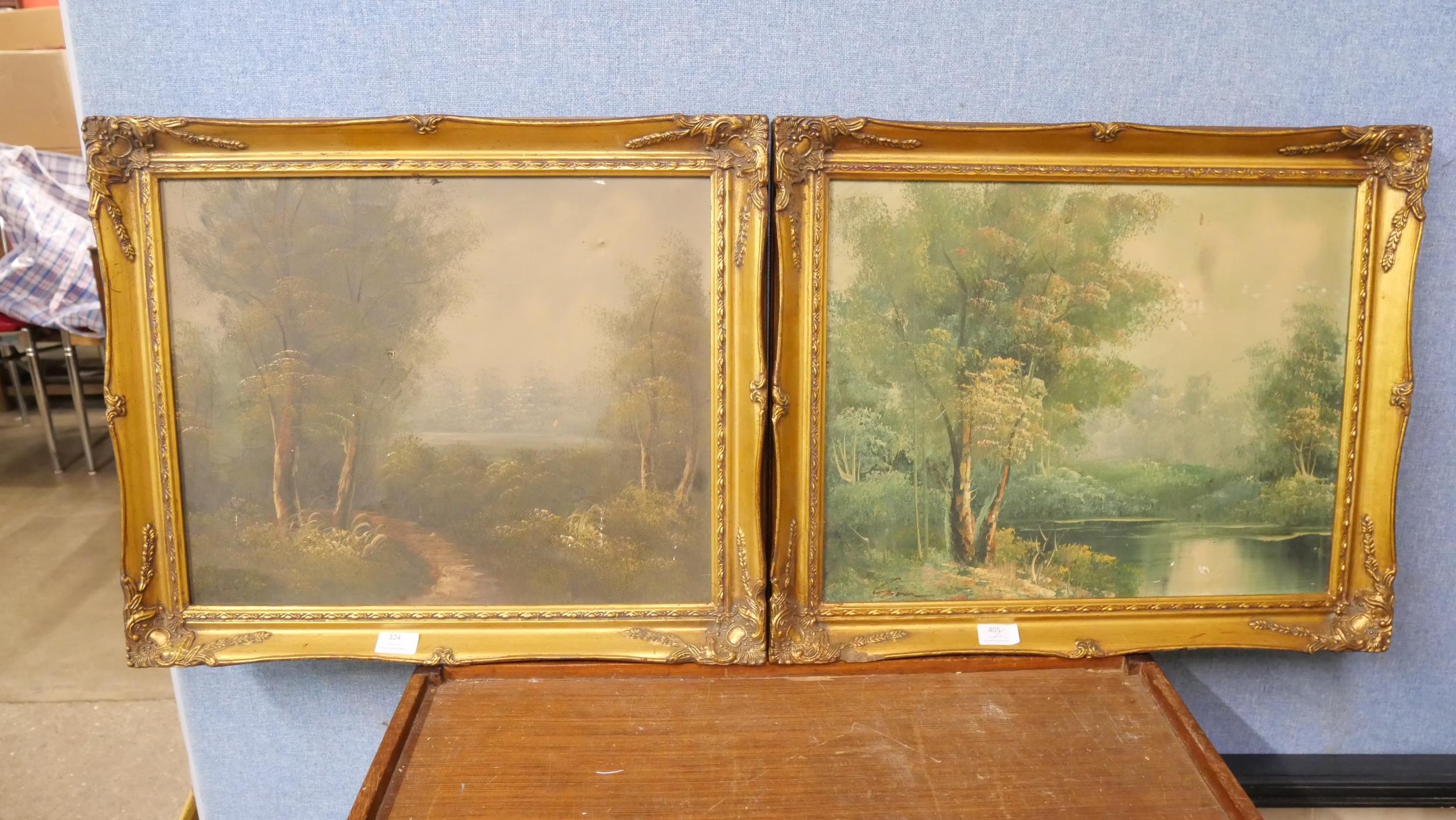 Two rural landscapes, oils on canvas, framed - Image 2 of 4