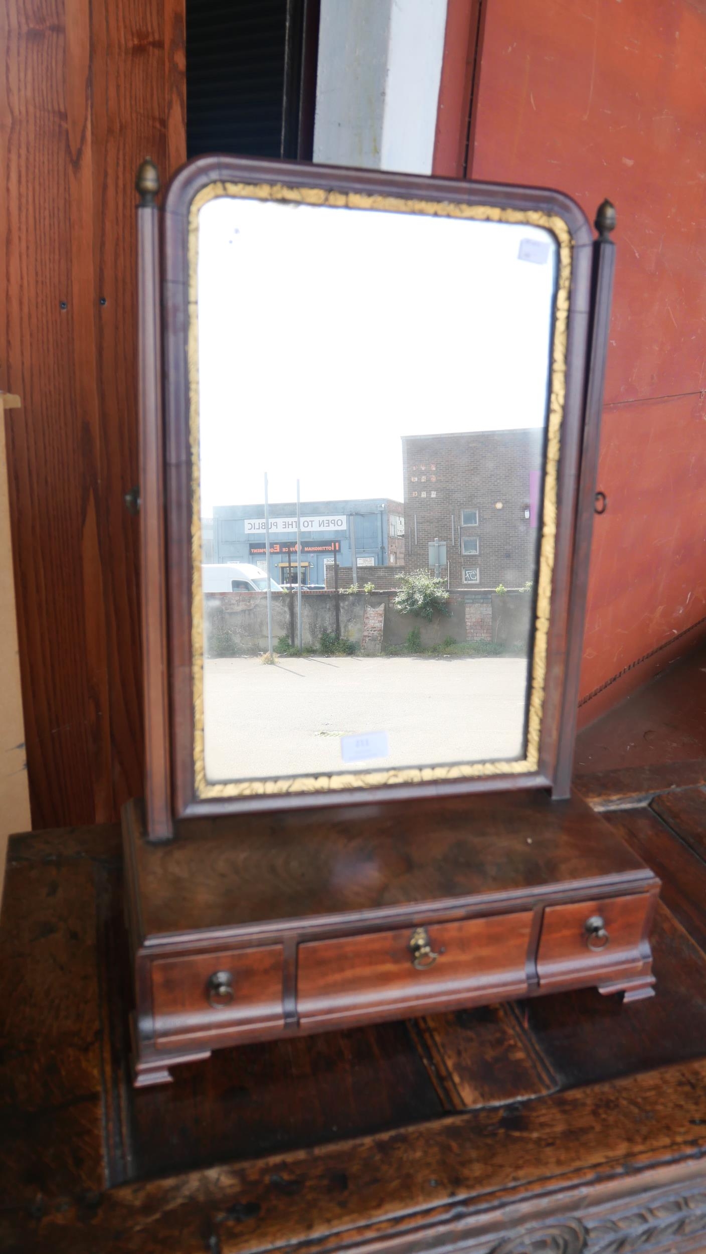 A George III mahogany and parcel gilt toilet mirror - Image 2 of 2