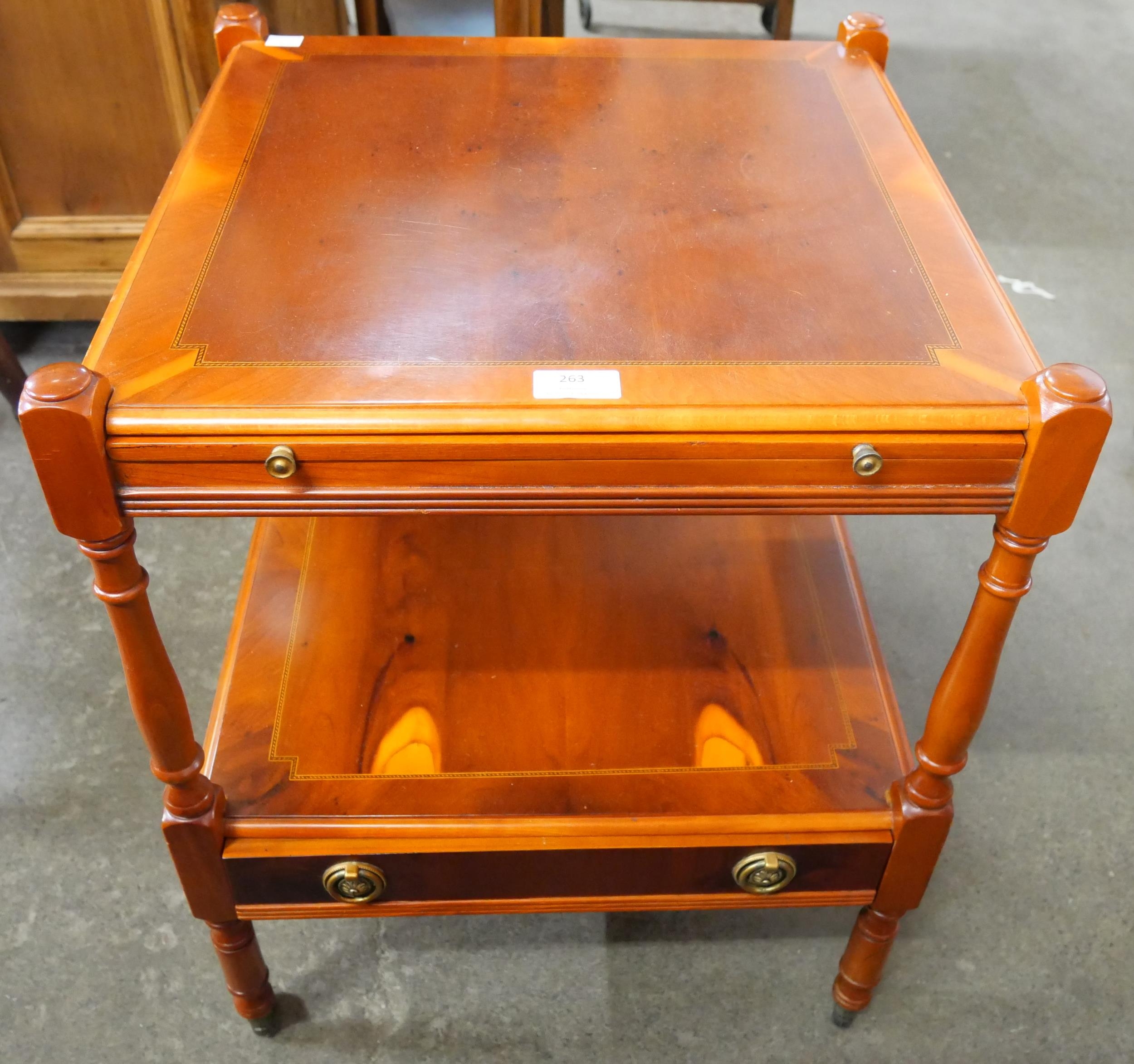 A Regency style yew wood etagere