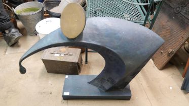 A large abstract bronze sculpture