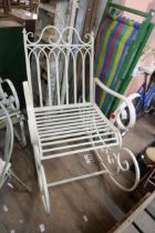 A metal garden rocking chair