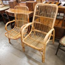 Two bamboo garden chairs