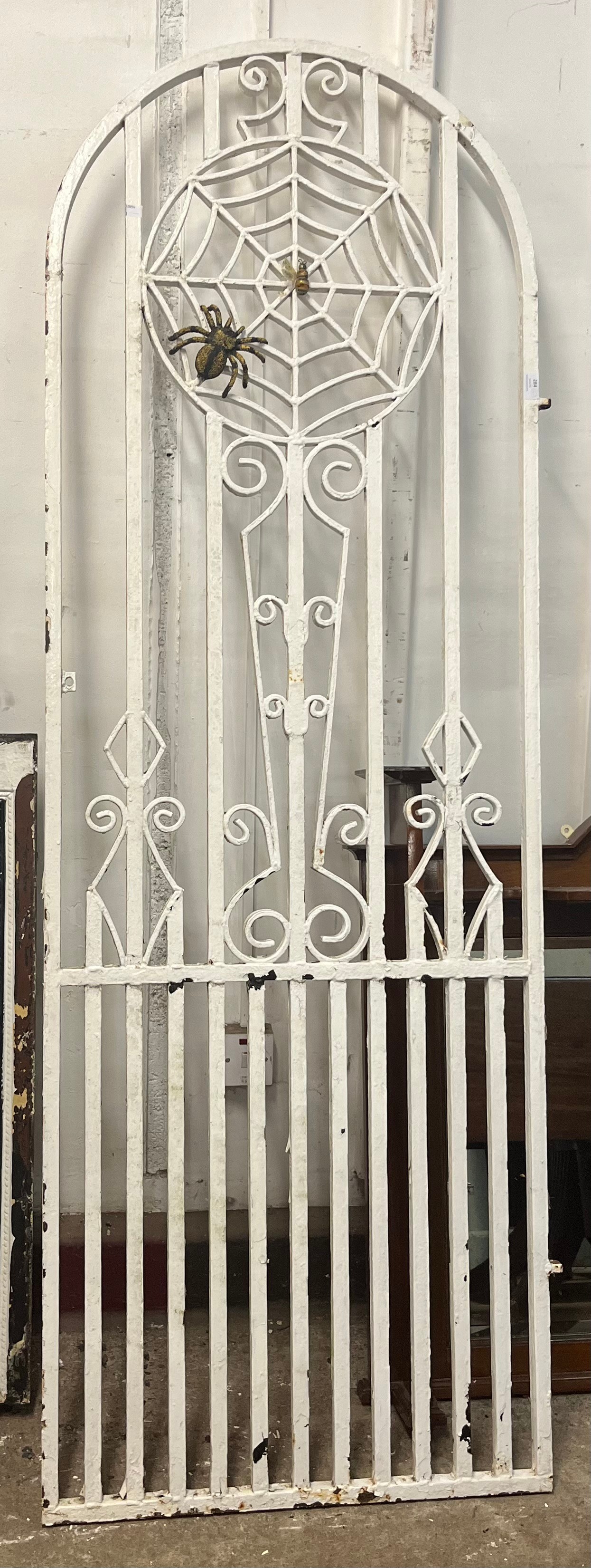 A cast iron garden gate