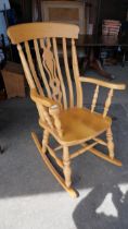 A beech farmhouse rocking chair