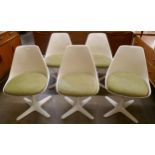 A set of Arkana style white laminate revolving chairs