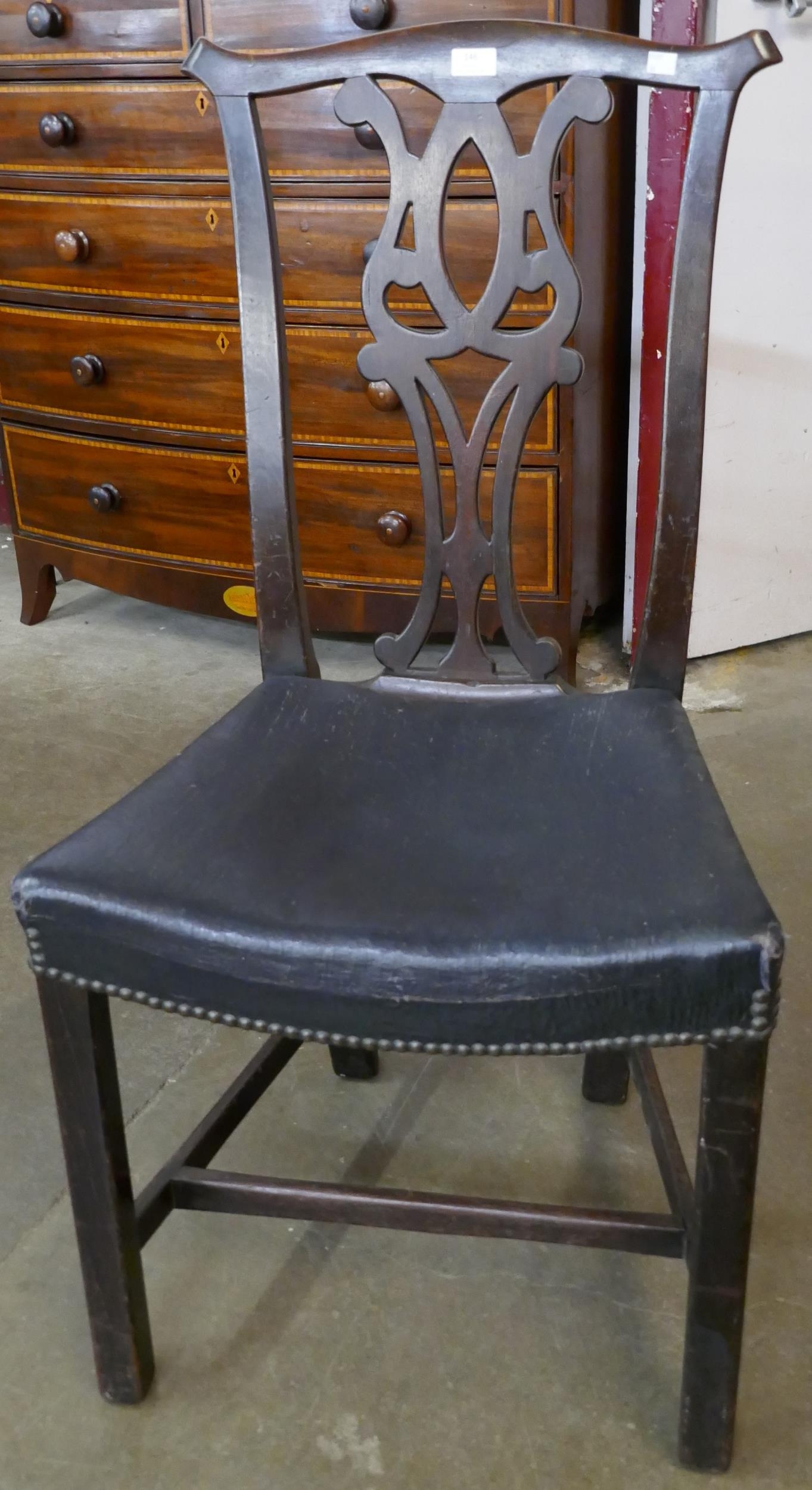 A George III mahogany Chippendale style side chair