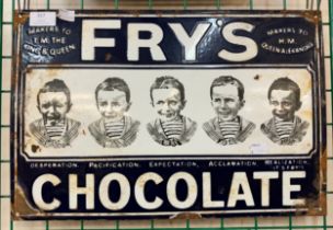 An enamelled Frys Chocolate sign
